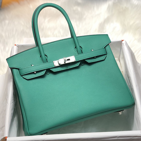 Borsa Hermes Togo Birkin In Pelle Rowena Verde Hb253001