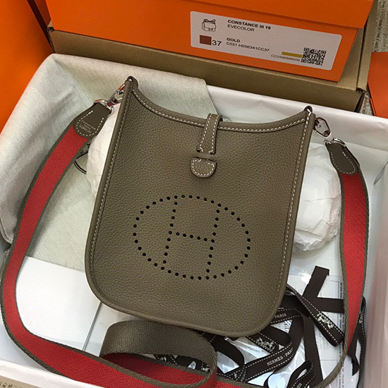 Borsa Hermes Togo Mini Evelyne In Pelle Grigia H05634