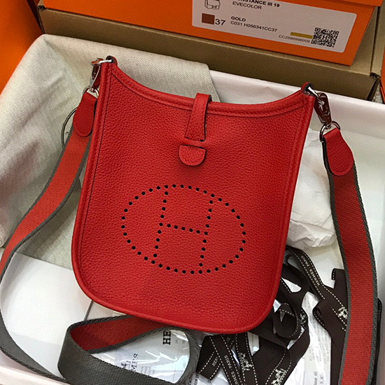 Borsa Hermes Togo Mini Evelyne In Pelle Rossa H05634