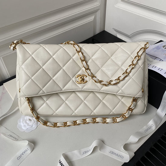 Borsa Hobo Chanel In Pelle Di Agnello Bianca As4777