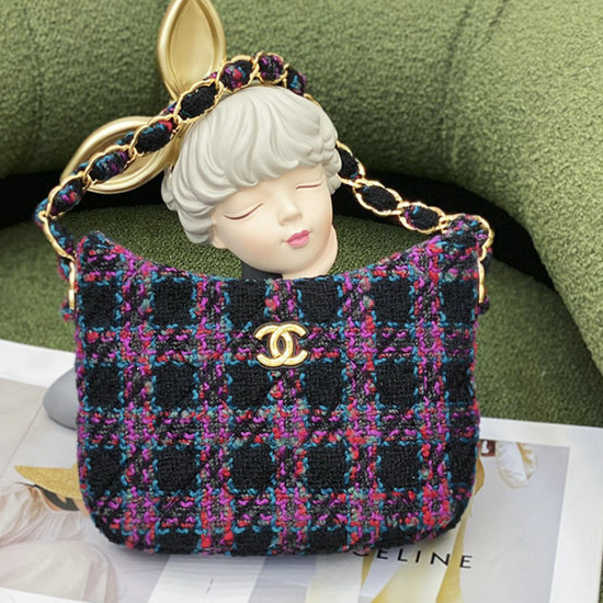 Borsa Hobo Chanel In Tweed Di Cashmere Rosa As3562