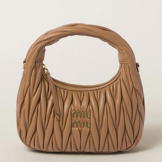 Borsa Hobo Miu Miu Wander In Nappa Caramello 5bc125