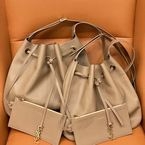 Borsa Hobo Piatta Grande Saint Laurent Smooth Paris Vii Beige 697941