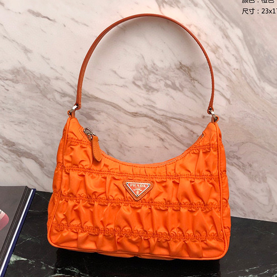 Borsa Hobo Prada In Nylon Arancione 1ne204