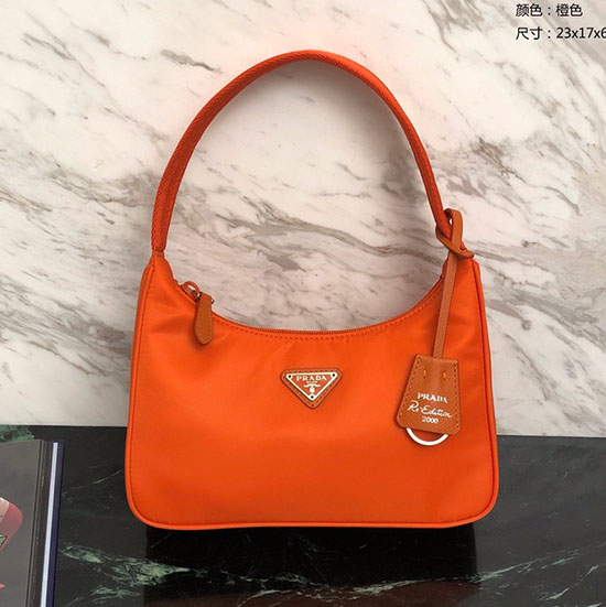 Borsa Hobo Prada In Nylon Arancione 1ne515