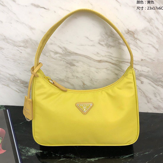 Borsa Hobo Prada In Nylon Gialla 1ne515