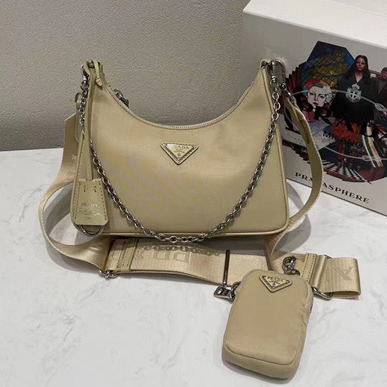 Borsa Hobo Prada In Nylon Kaki 1bh204