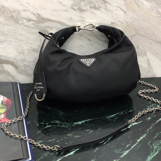 Borsa Hobo Prada In Nylon Nera 1bh172