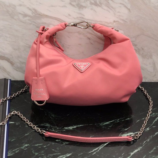 Borsa Hobo Prada In Nylon Rosa 1bh172