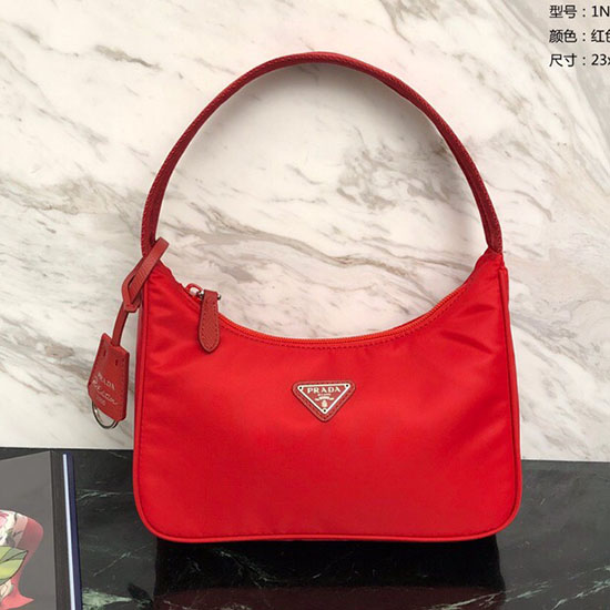 Borsa Hobo Prada In Nylon Rossa 1ne515