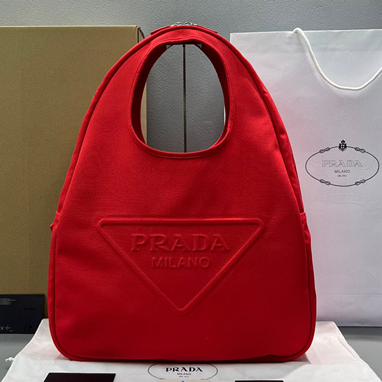 Borsa Hobo Prada In Tela Rossa 2vy005