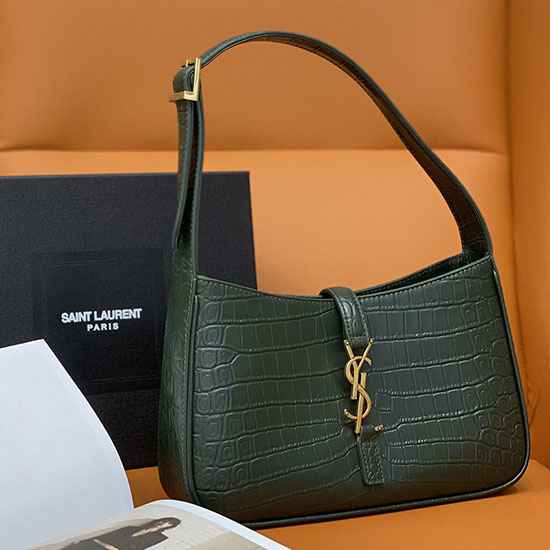 Borsa Hobo Saint Laurent In Coccodrillo Goffrato Verde 657228