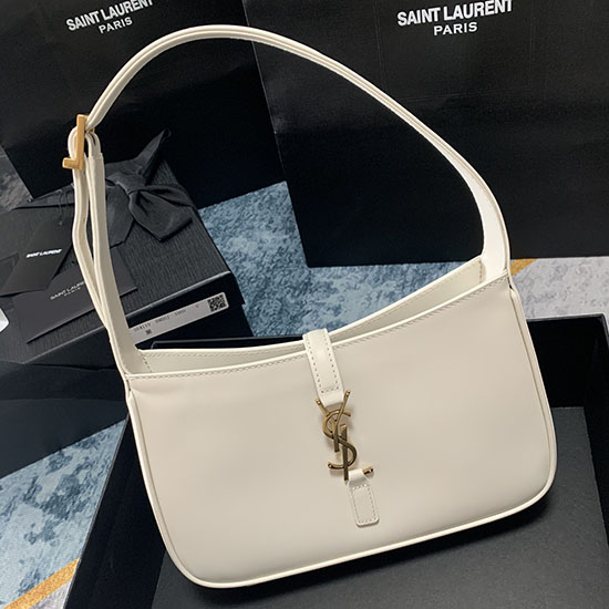 Borsa Hobo Saint Laurent In Pelle Liscia Con Monogramma Bianca 657228