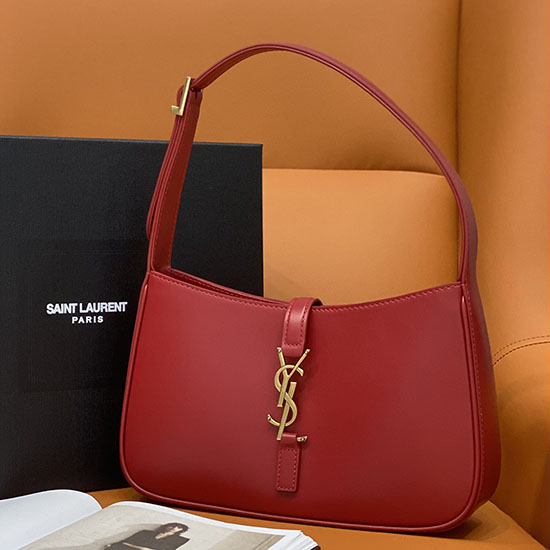 Borsa Hobo Saint Laurent In Pelle Liscia Con Monogramma Rossa 657228