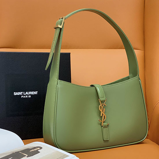 Borsa Hobo Saint Laurent In Pelle Liscia Con Monogramma Verde 657228