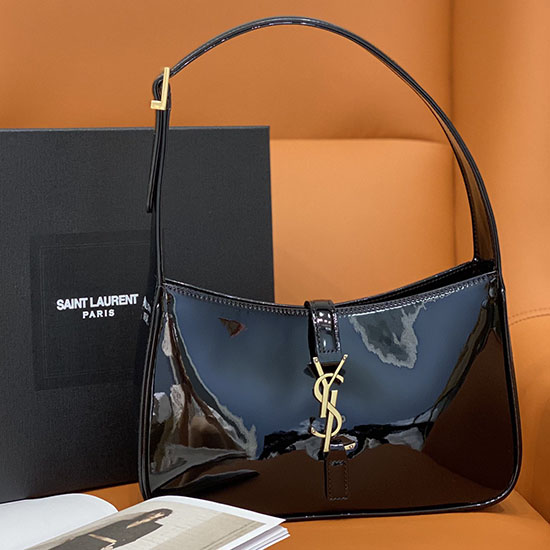 Borsa Hobo Saint Laurent In Pelle Verniciata Con Monogramma Nera 657228