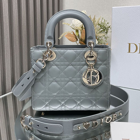 Borsa Lady Dior My Abcdior In Pelle Di Agnello Grigio Pietra Dm0538