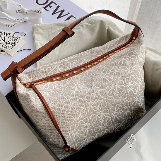 Borsa Loewe Piccola Cubi In Jacquard Anagramma Bianco 90668