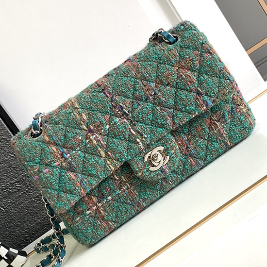 Borsa Media Chanel Con Patta In Tweed Verde As2325