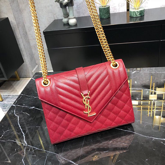 Borsa Media Saint Laurent Con Busta Rosso Scuro 487206