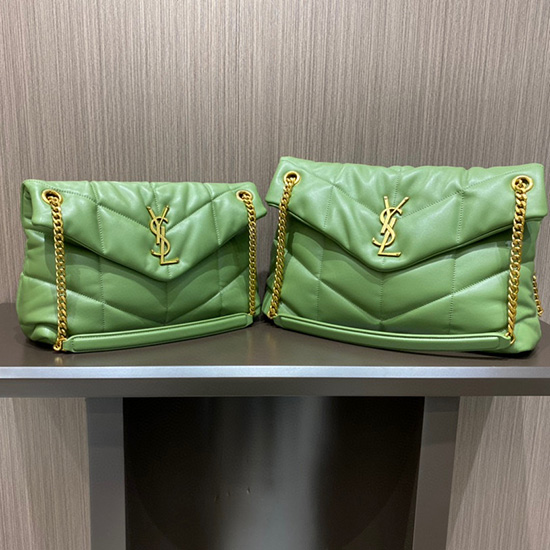 Borsa Media Saint Laurent Loulou Puffer Verde 577475