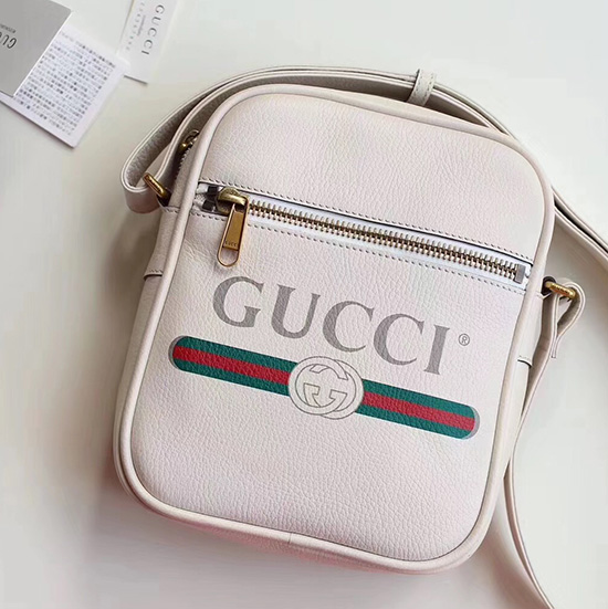 Borsa Messenger Con Stampa Gucci Bianca 523591