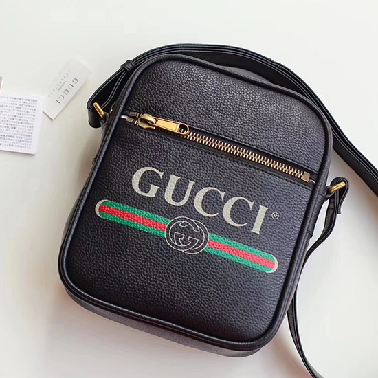 Borsa Messenger Con Stampa Gucci Nera 523591