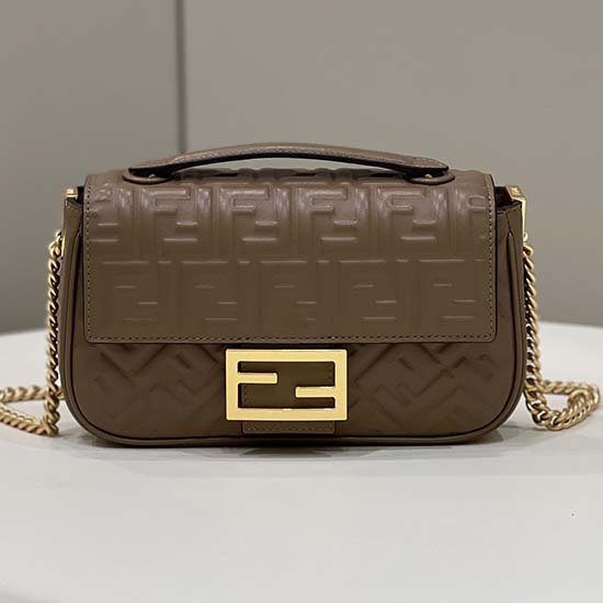 Borsa Midi Fendi Baguette Con Catena Marrone F8533