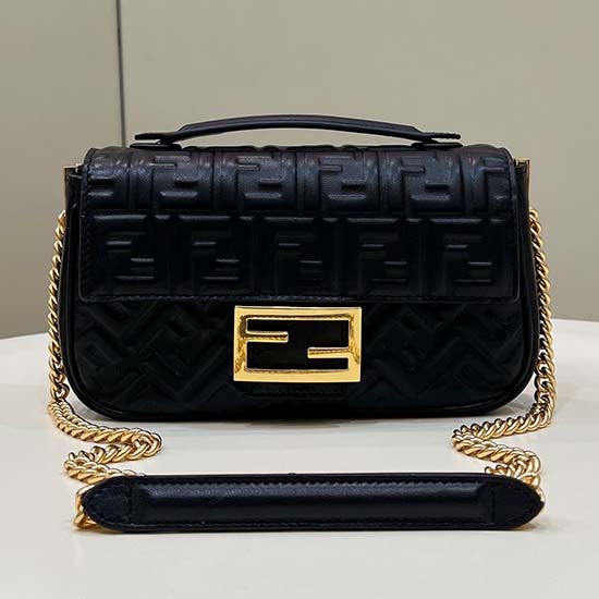 Borsa Midi Fendi Baguette Con Catena Nera F8533