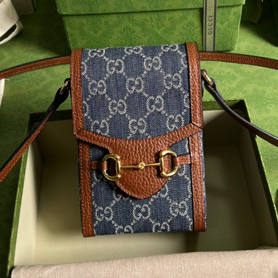 Borsa Mini Gucci Horsebit 1955 Blu 625615