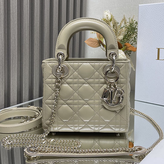 Borsa Mini Lady Dior In Pelle Di Agnello Beige MD0505