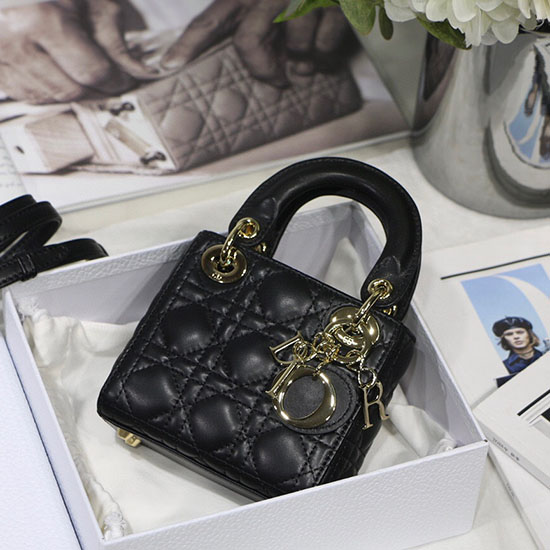 Borsa Mini Lady Dior In Pelle Di Agnello Nera Dm6007