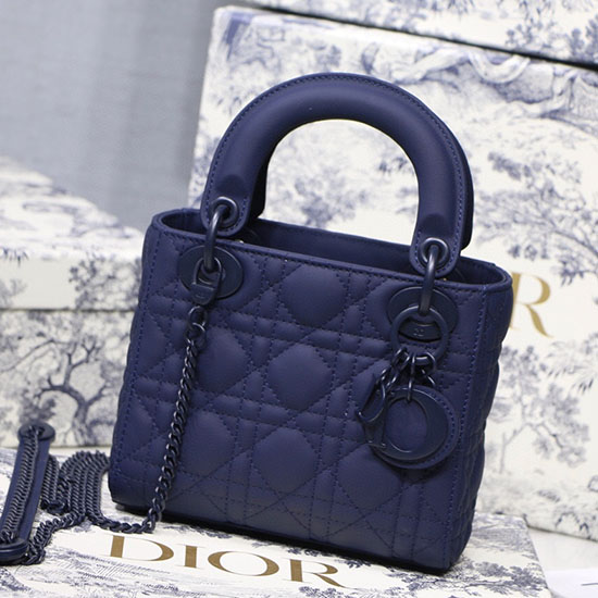 Borsa Mini Lady Dior Ultra Opaca Blu D91702