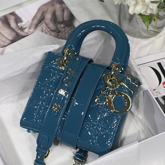 Borsa My Lady Dior In Vernice Blu M8001