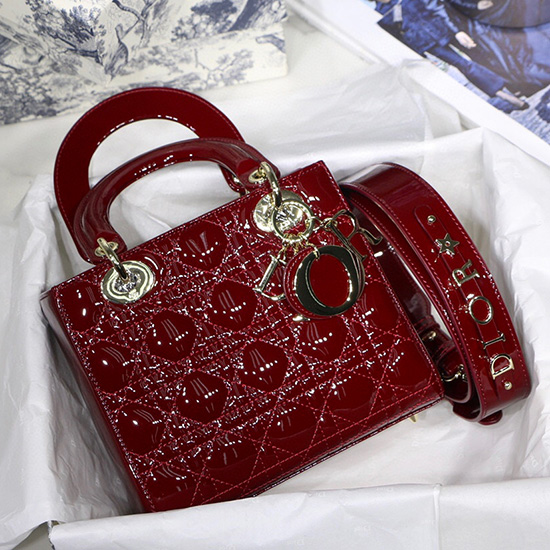 Borsa My Lady Dior In Vernice Bordeaux M8001