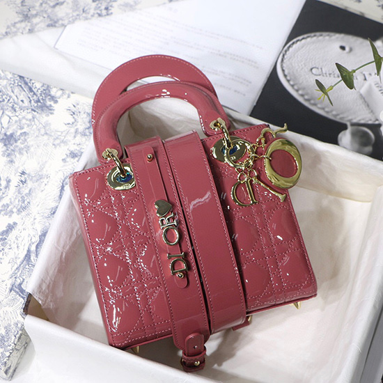 Borsa My Lady Dior In Vernice Rosa M8001