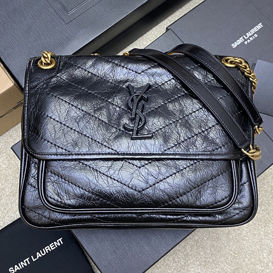 Borsa Niki Media Saint Laurent Nera Con Oro 633158