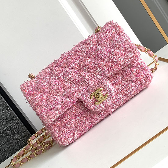 Borsa Piccola Chanel In Tweed Rosa A1116