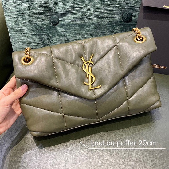 Borsa Piccola Saint Laurent Loulou Puffer Verde 577476