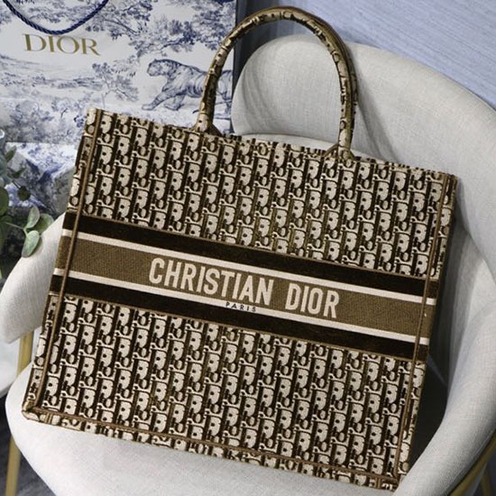 Borsa Porta Libri In Velluto Ricamato Dior Marrone M12861