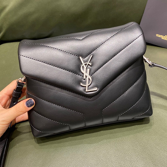 Borsa Portaoggetti Saint Laurent Loulou Nera Con Argento 467072