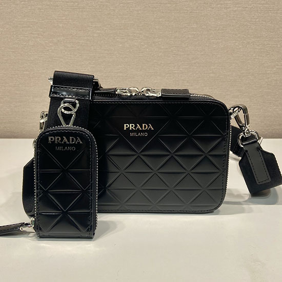 Borsa Prada Brique In Pelle Spazzolata Con Motivo Triangolo 2vh070