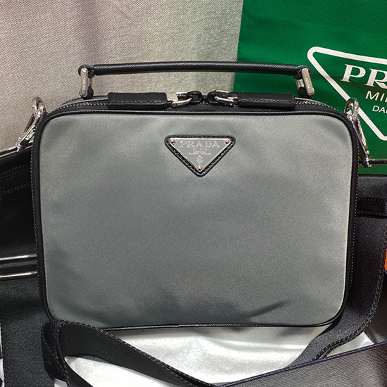 Borsa Prada Brique Nylon Grigia 2vh069