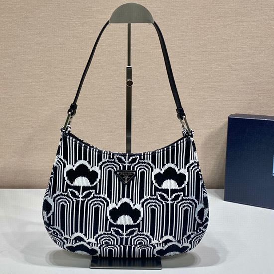 Borsa Prada Cleo In Maglia Jacquard E Pelle Nera 1bc499