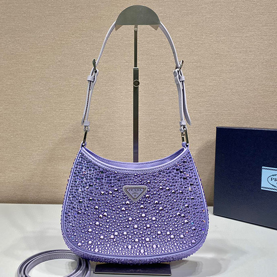 Borsa Prada Cleo In Raso Con Cristalli Viola 1bc169