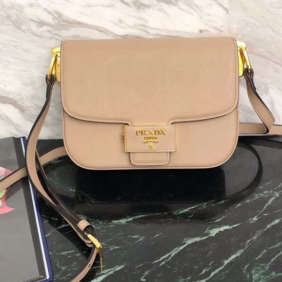 Borsa Prada Emblema In Pelle Saffiano Beige 1bd217