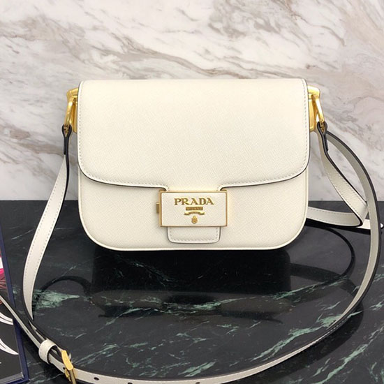 Borsa Prada Emblema In Pelle Saffiano Bianca 1bd217