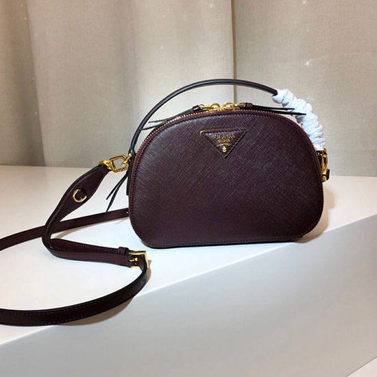 Borsa Prada Odette In Pelle Saffiano Bordeaux 1bh123