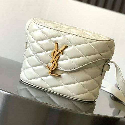 Borsa Saint Laurent June In Pelle Di Agnello Bianca 710080