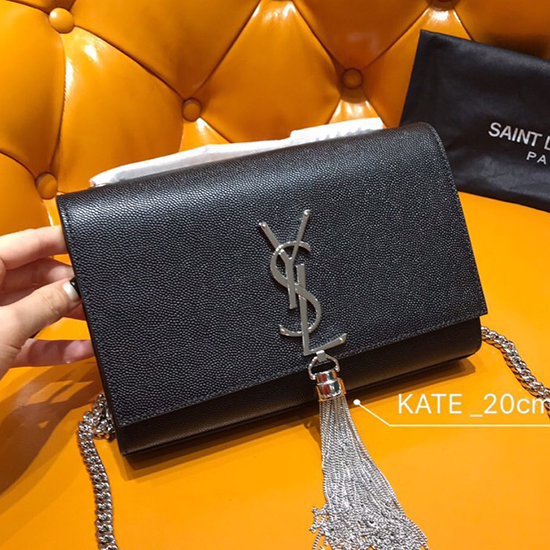 Borsa Saint Laurent Kate Con Catena E Nappa Nera 474366